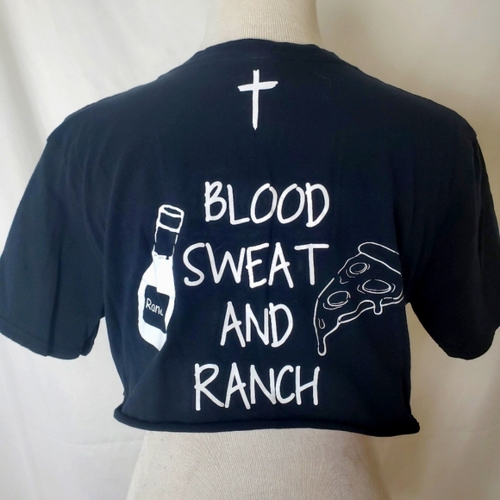 Blood sweat and ranch crop top graphic tee